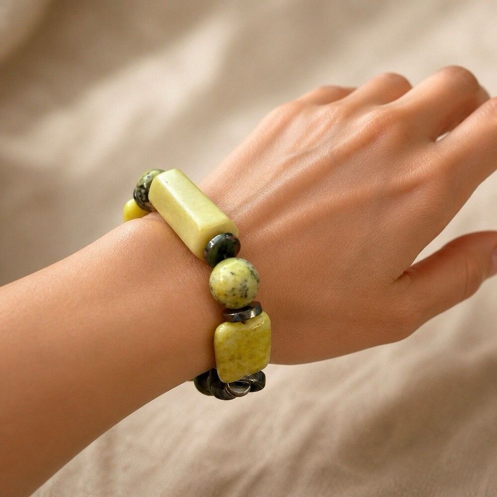 Bracelet,  Handmade, Pearls, Mop, Natural Polished Seashell, Agate, Aqua Jasper